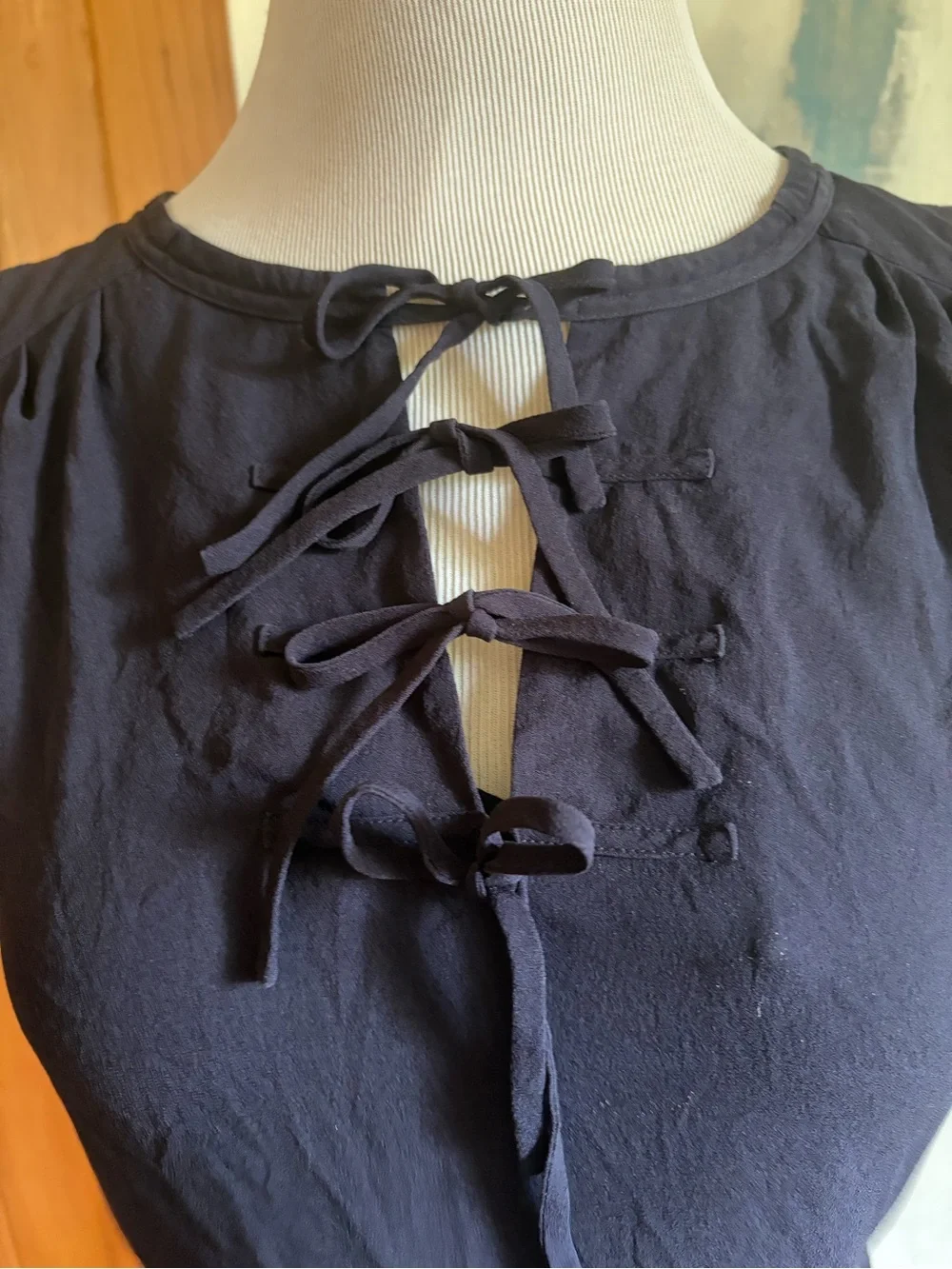 Tory Burch Navy Sleeveless Tie-Neck Blouse Size 4